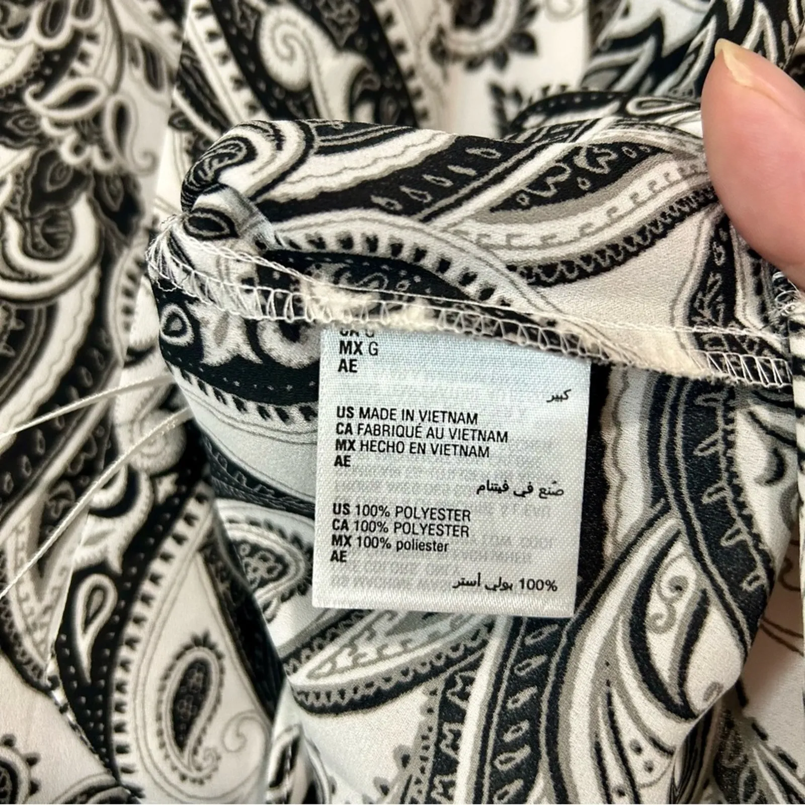 INC International Concepts Women’s Sleeveless Neck Tie Paisley Print Tank L NWT Black Size L - Image 6