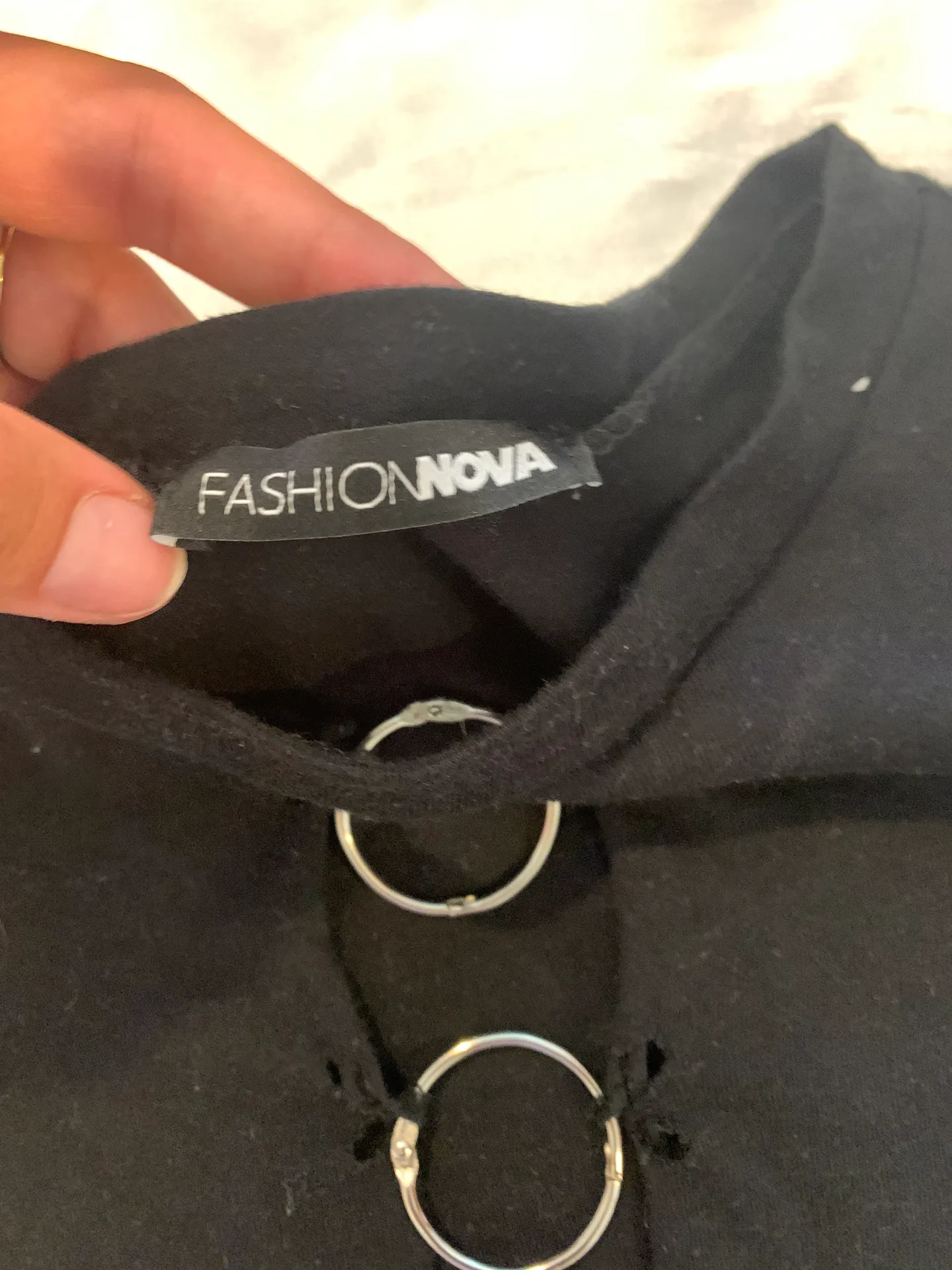 Black Shirt Sleeve Ring T Shirt - Image 2