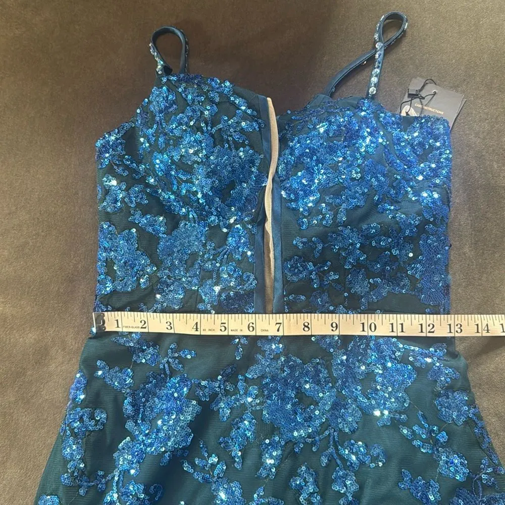 Women’s Blue Mermaid Fit Prom Party Dress SparklySequins LaceUpBack Size 2 *READ - Image 7