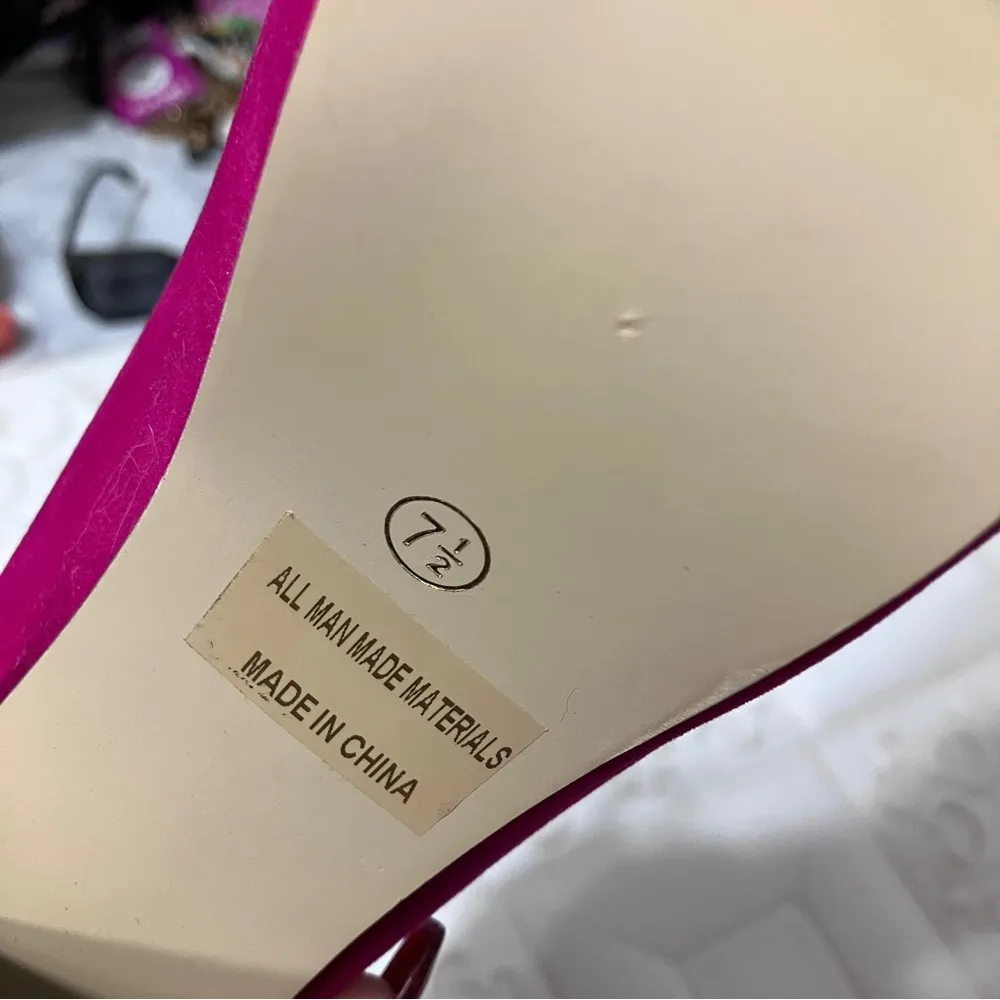 Bright Magenta Fuchsia & Orange Platform Chunky Heels Laced Booties sizes 7.5 - Image 3