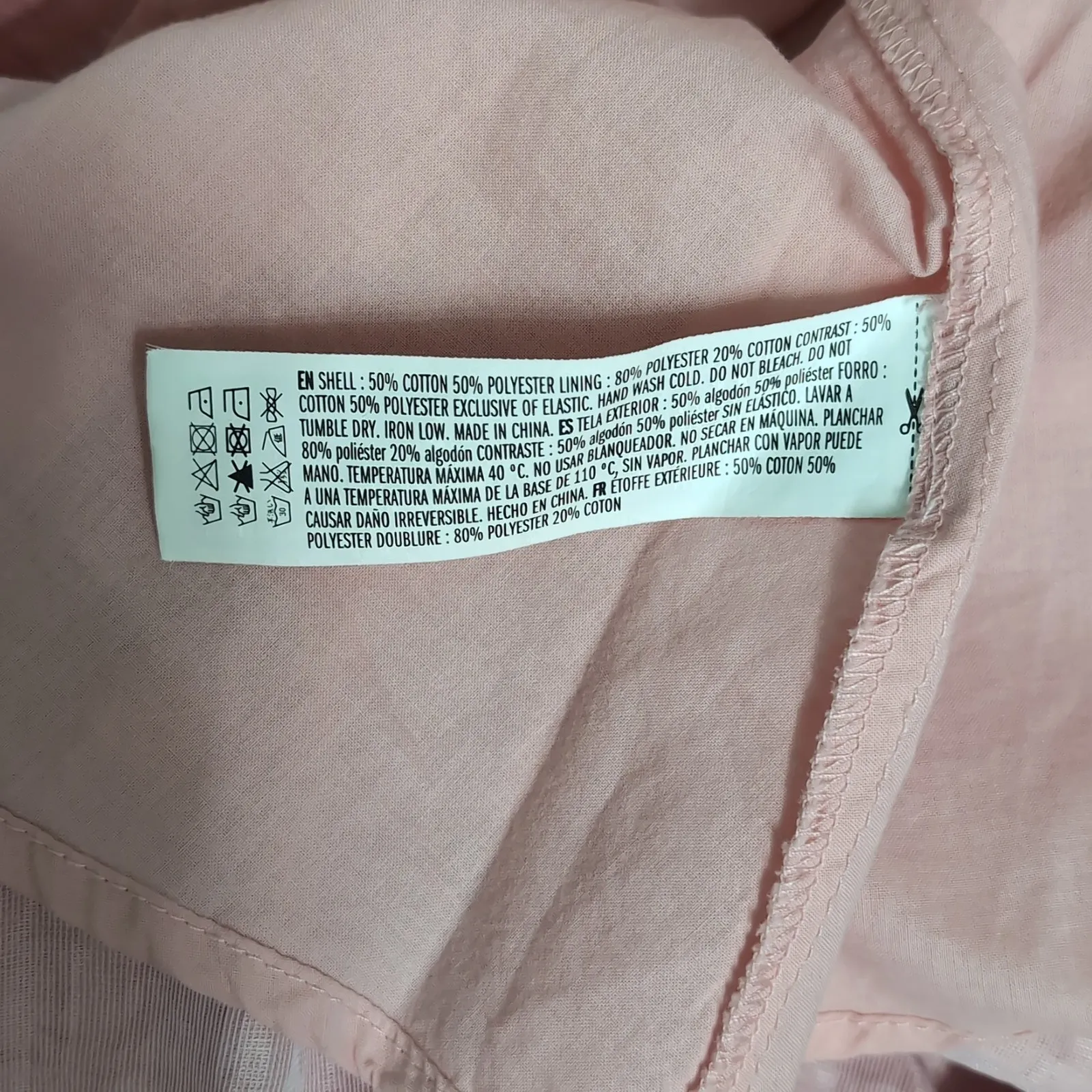 English Factory Penelope Mini Dress Pink Puff Sleeve Tie Back Textured Size S - Image 14