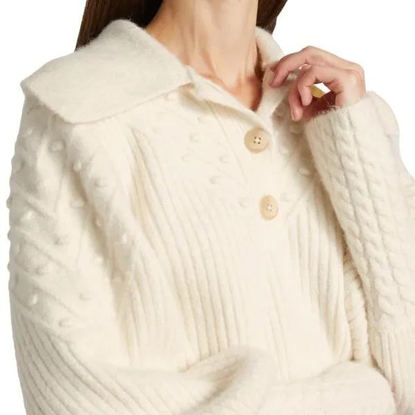 Jonathan Simkhai Jasmine Ivory Knit Jumper Sweater Balloon Sleeve Size Large White - Image 14
