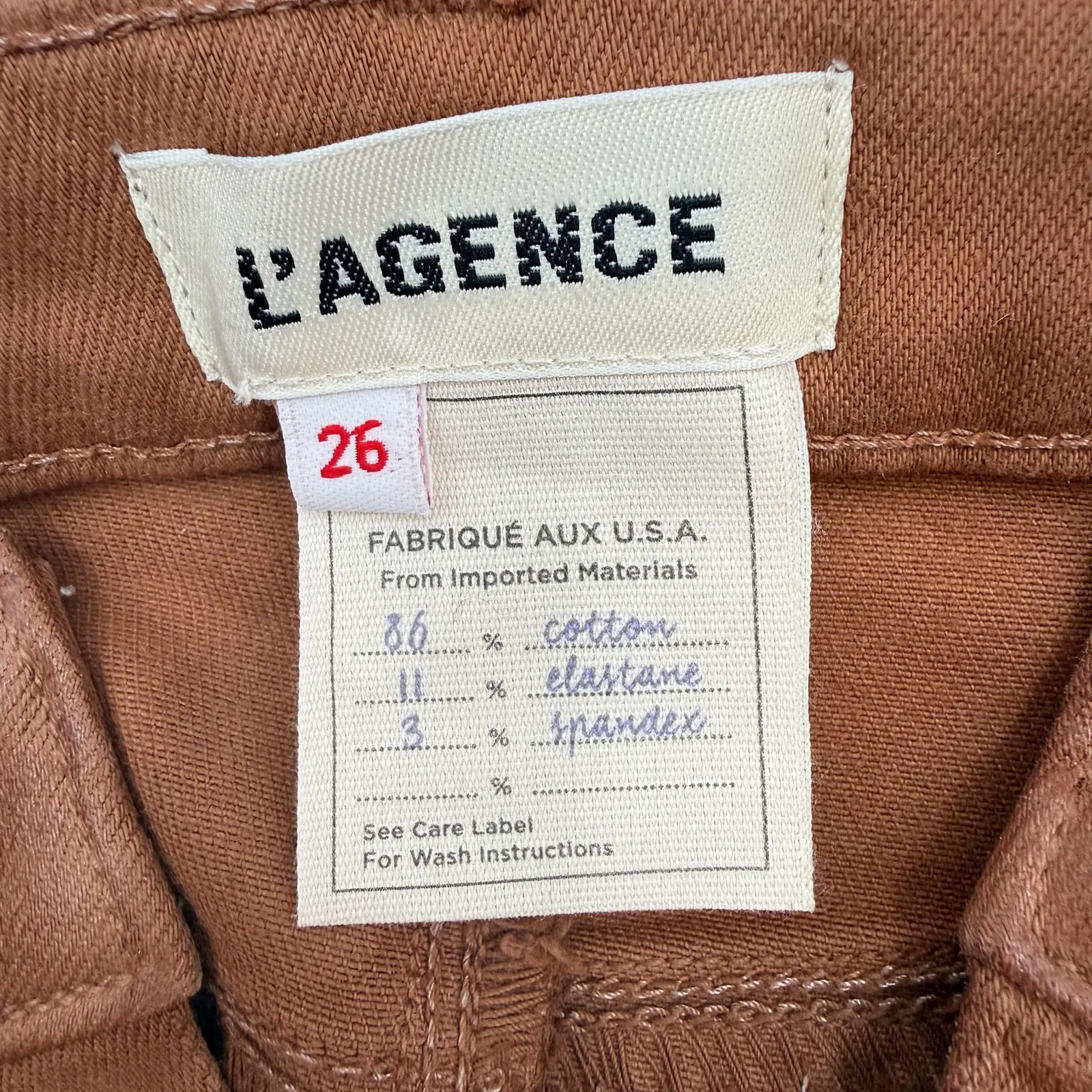 L'AGENCE Jeans Women SZ 26 NWT Jyothi High Rise Split Ankle Skinny Cognac Coated - Image 4