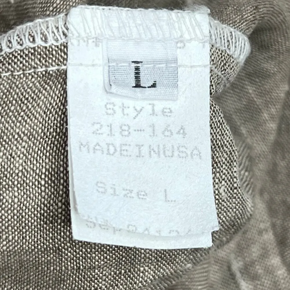 CP Shades Lindsey Tunic Dress Womens L Brown Linen Pintucks Button Front Breezy - Image 12