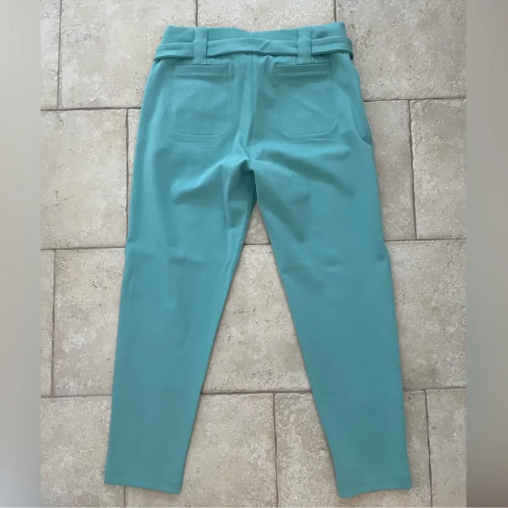 Betabrand High Waist Belted Skinny Pants, Teal, Large - Image 4