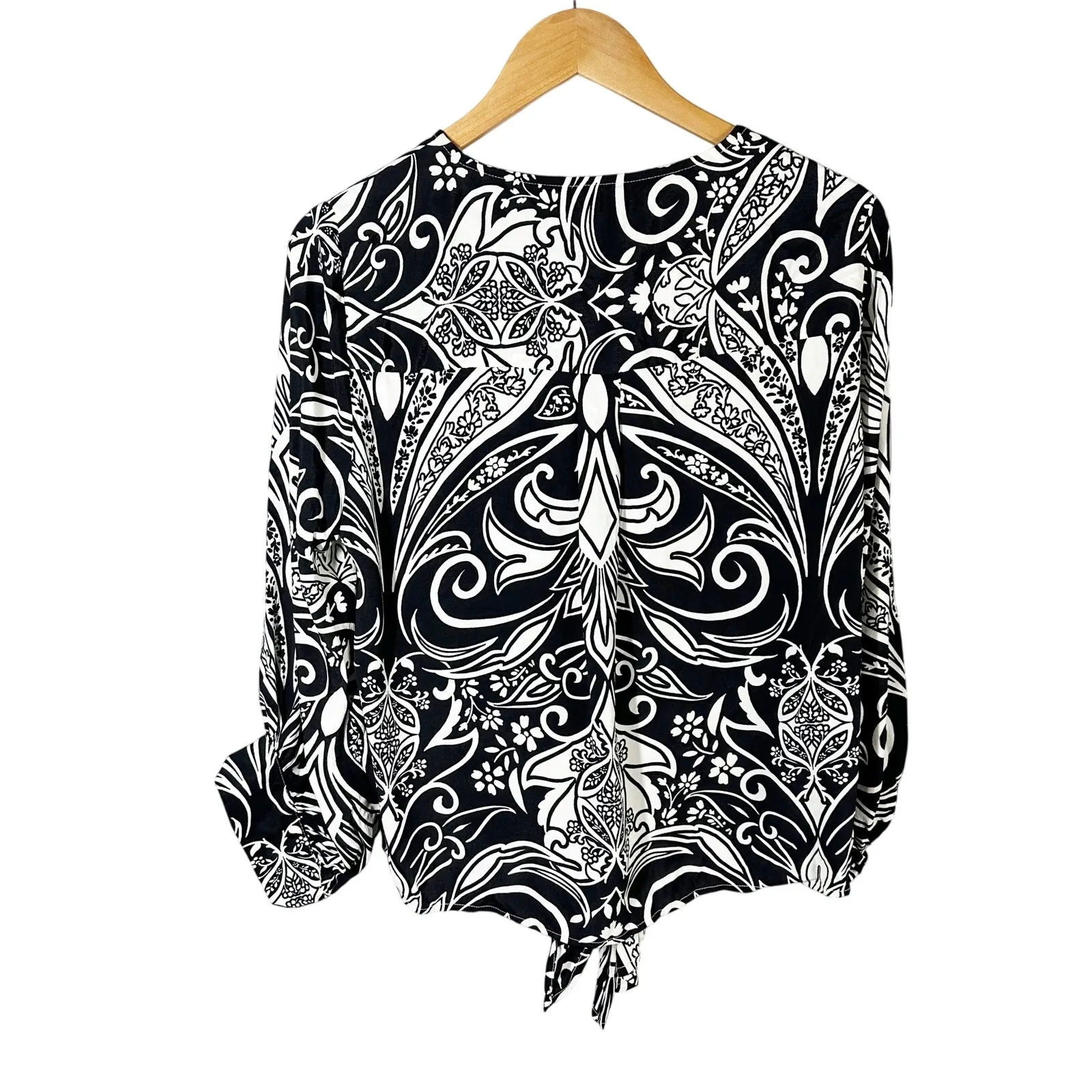 Karen Kane Blouson Sleeve Tie Front Casual Top Size Large - Image 2