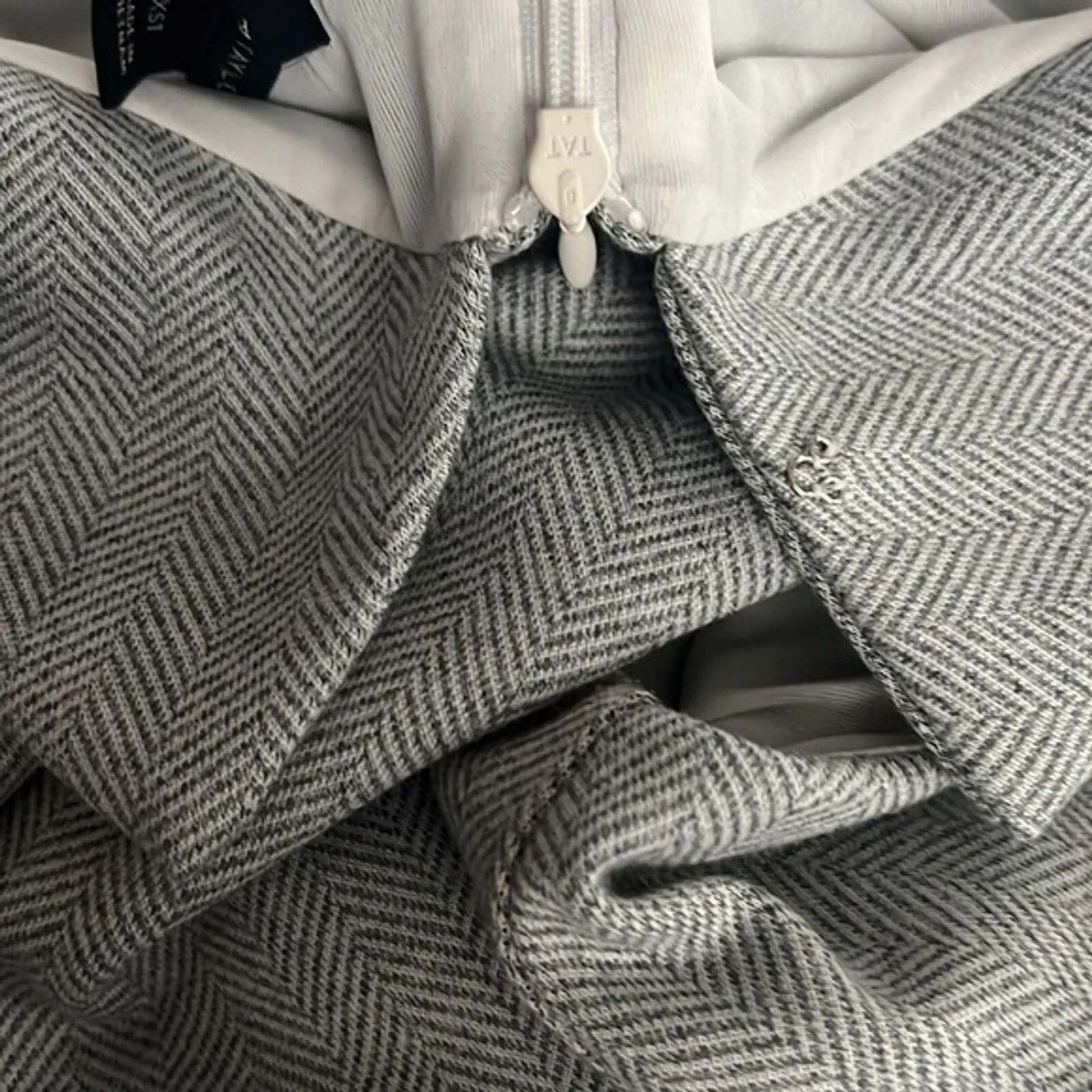 Ann Taylor Dress Women XS Tall Gray Shift Fold Over High Neck Neutral Minimalist - Image 7