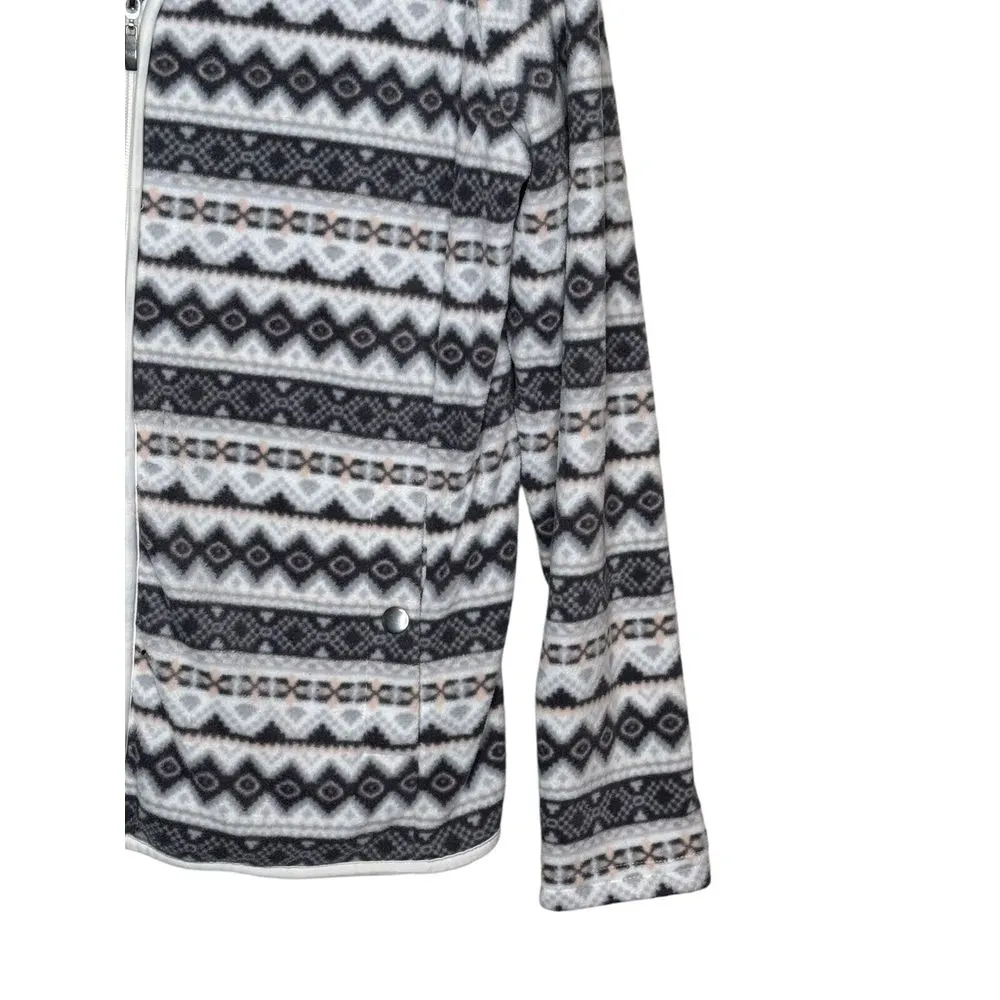 Croft & Barrow Women's Jacket Vintage‎ Full Zip Fleece Retro Monogram Pattern PM - Image 2