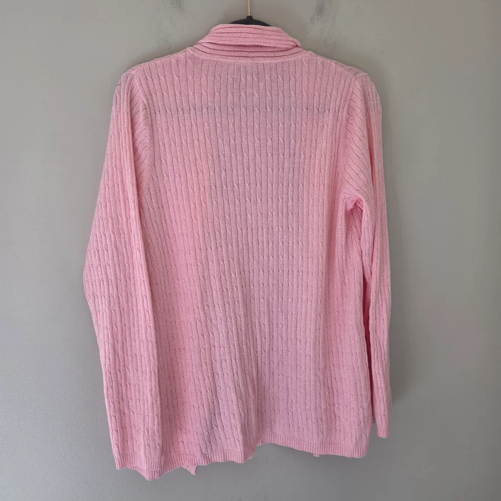 Kim Rogers Pink Cable Knit Open Front Cardigan NWT - Image 4