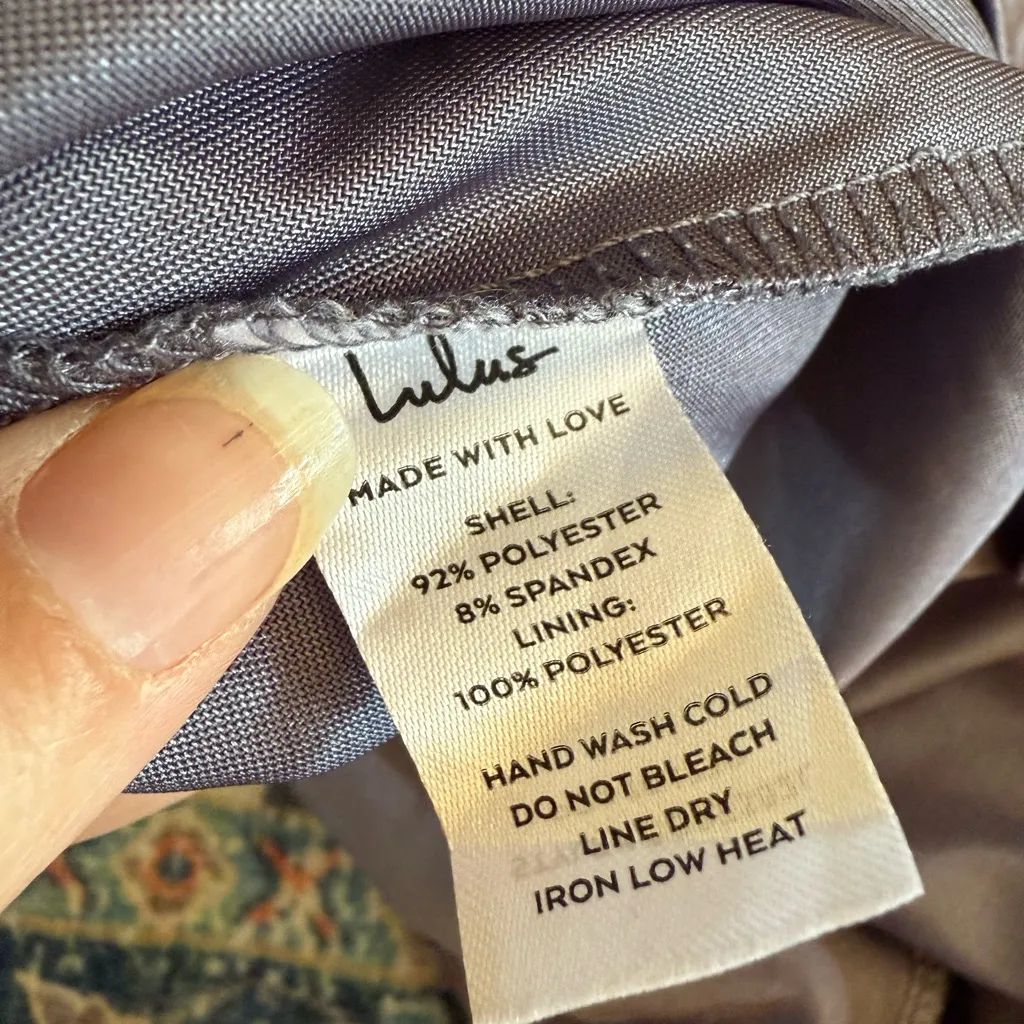 221 Lulu's Forever Your Girl Satin Bodycon Dress Purple Gray small - Image 6