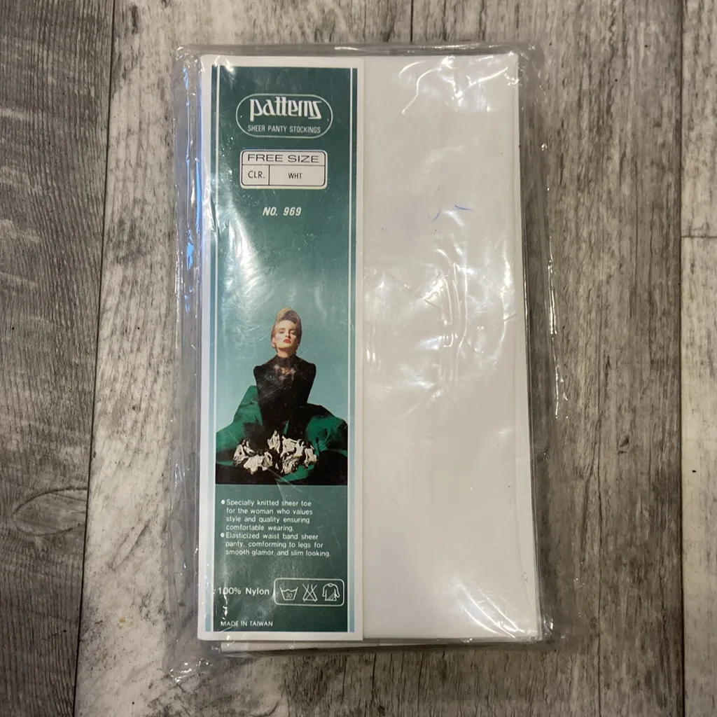 VINTAGE NYLONS “PATTERNS” Sheer Panty Stockings NOS 6 PACK White - Image 2