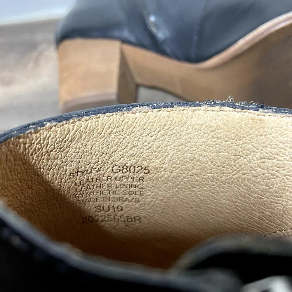 Madewell The Brenner Boot Leather Block Heel Ankle Shaft Almond Toe Black 9.5 - Image 6