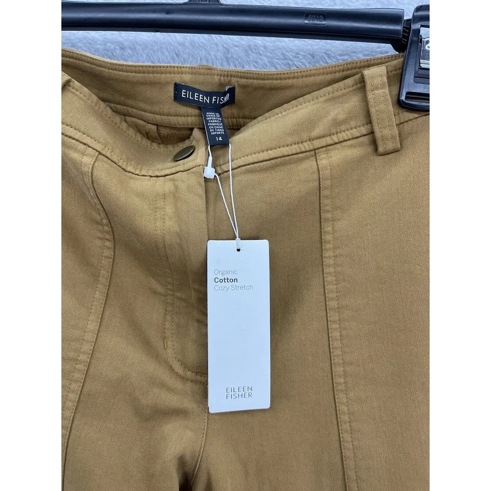 Eileen Fisher Cotton Stretch Slim Pants Dark Clay Tan Size 14 $238. - Image 5