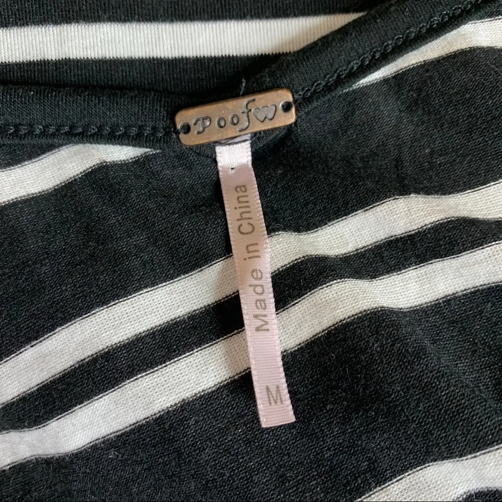 POOF Black & White Contrasting Stripes Long Sleeve Casual Shirt Top Size Medium - Image 7