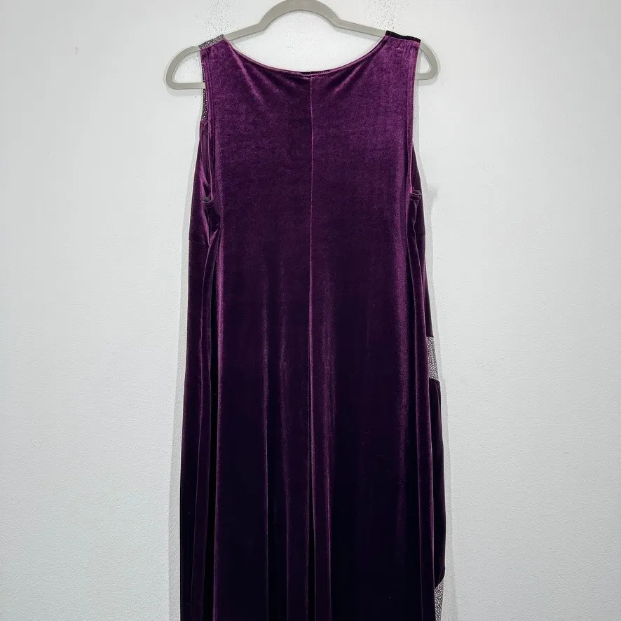 Vintage Women's Purple Velvet Rhinestone Maxi Dress Size 18 Onyx Nite Vamp Witch - Image 7