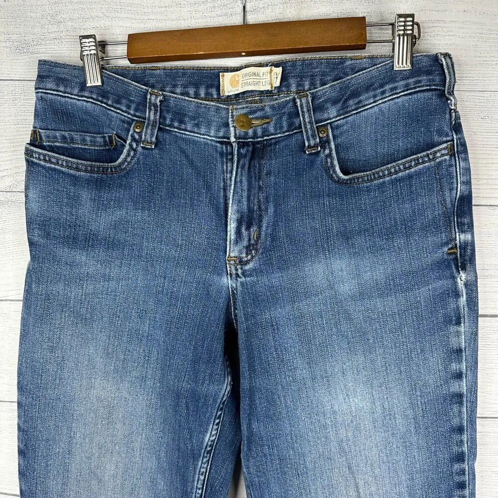 Carhartt Womens size 10 Tall Straight Leg Rugged Flex Blaine Jeans Flaws Chore - Image 3