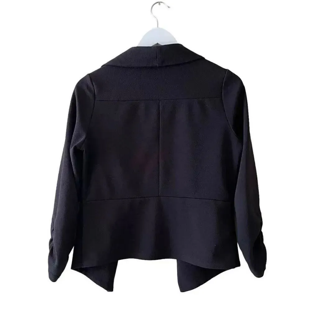 Black Asymmetric Blazer Solid Color Casual Thin Coat Suit Jacket SZ M #1592 Size M - Image 7