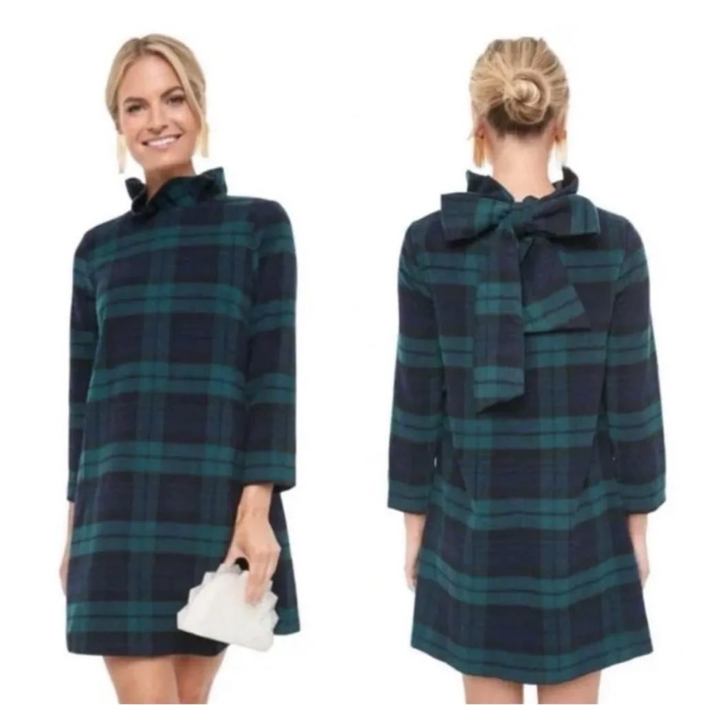 Tuckernuck Blackwatch Daphne Plaid Bow Neck Wool Dress - Image 2