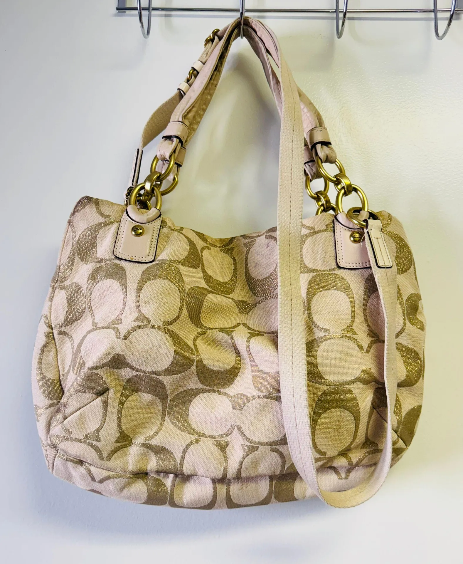 Kristin Lurex Champagne Woven Hobo Shoulder Bag Purse 16806 - Image 8