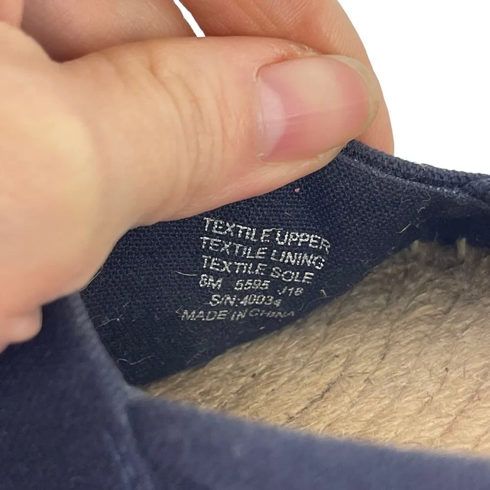 TORY BURCH Weston Navy Red Canvas Slip On Flat Espadrille Sandals Size 8M - Image 13