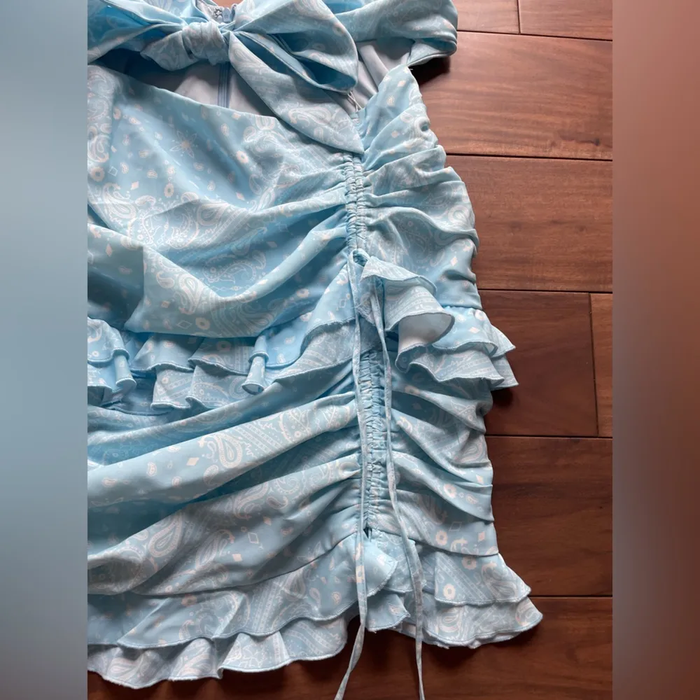 Tiger Mist  Blue Paisley Print Mini Dress Size M - Image 4