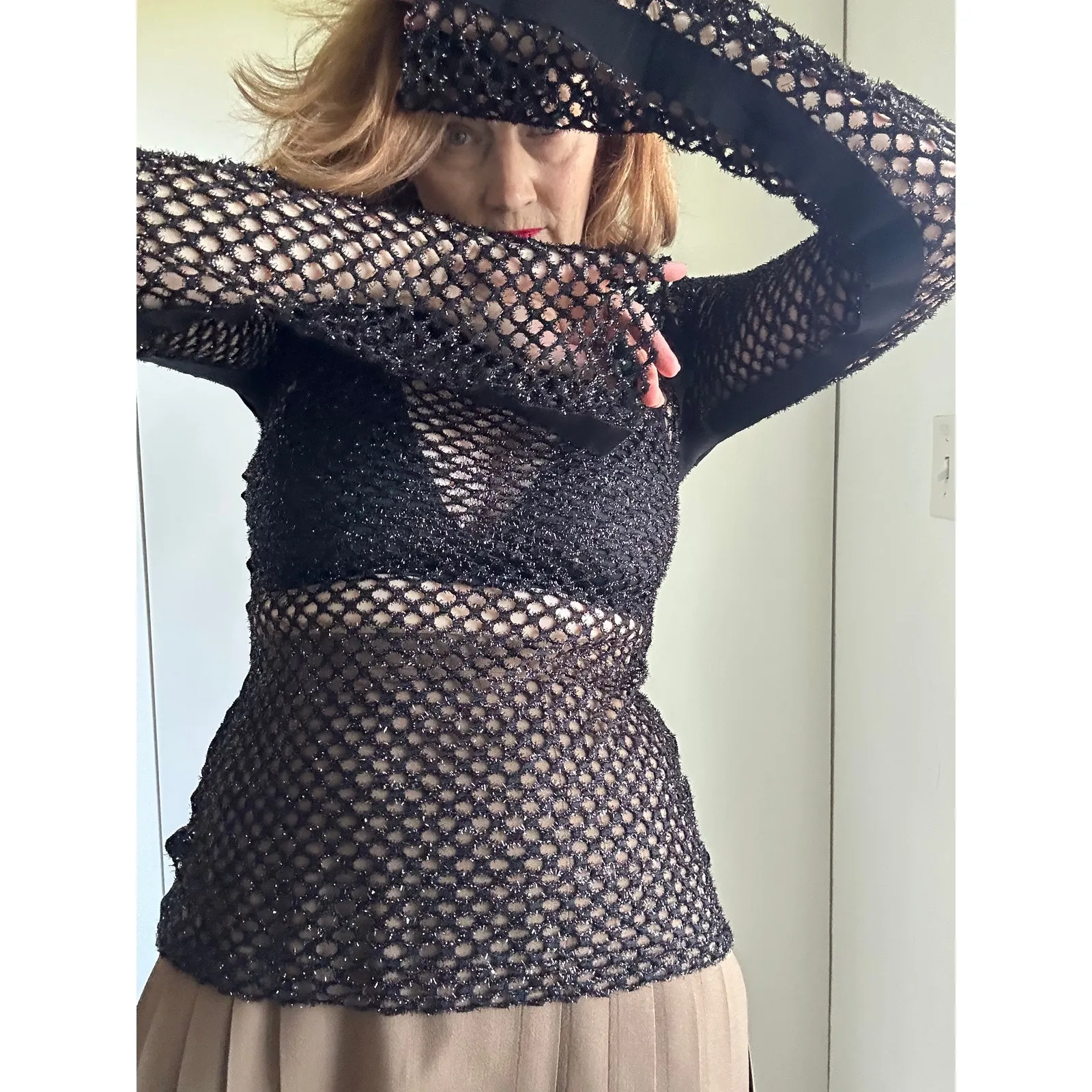 KYE Opening Ceremony Mesh Black Shirt Size Medium Sheer Punk Goth Grunge Style - Image 5