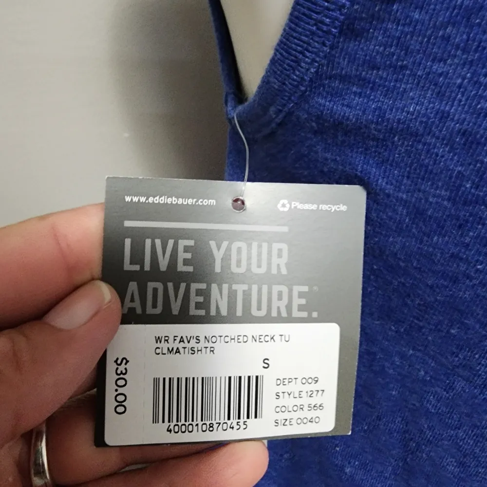 Eddie Bauer blue heather notched neck sleeveless tunic size small - Image 5