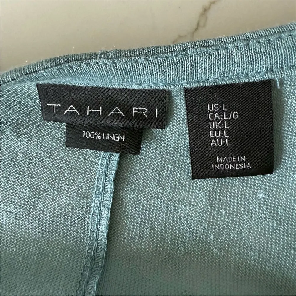 Tahari Women's Blue Open Front Cardigan Sweater Size L Long Sleeve - Image 5