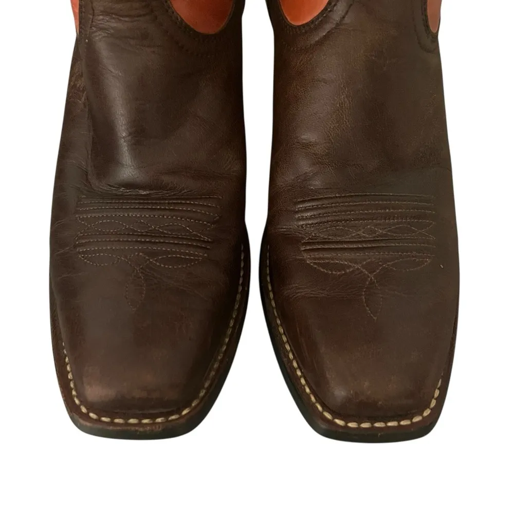 ARIAT Brown & Burnt Orange Leather Cowboy  Boots Women’s Size 10 B Style #15821 - Image 7
