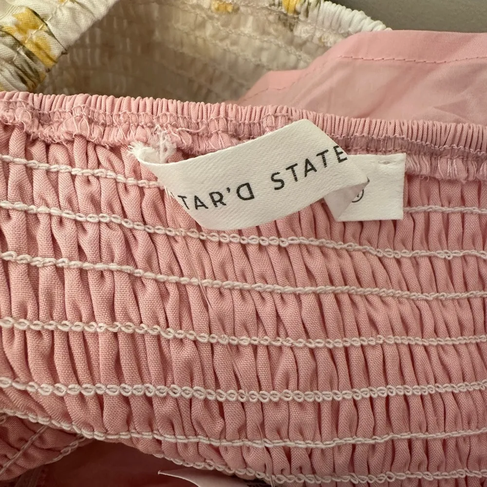 Altar’d State Cropped Puff Sleeve Stretchy Midrift Top Shirt Ruffles Pink NWOT - Image 7