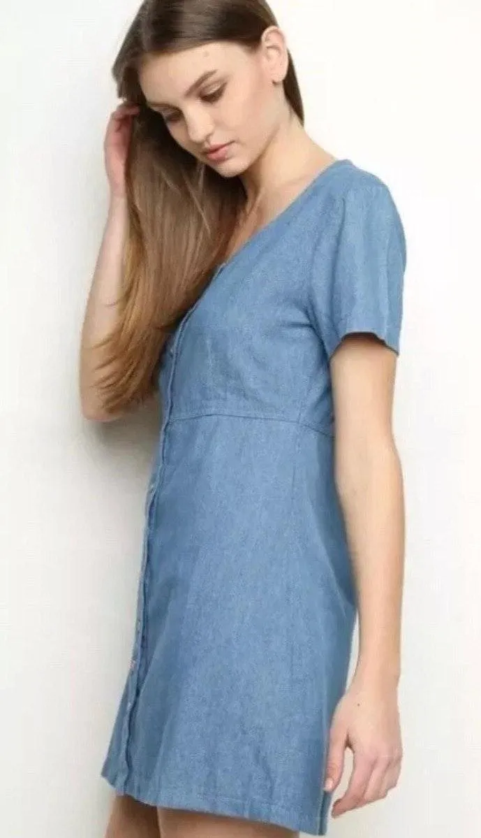 New With Tag  Renee Blue Denim Dress With Brown Buttons - Image 2