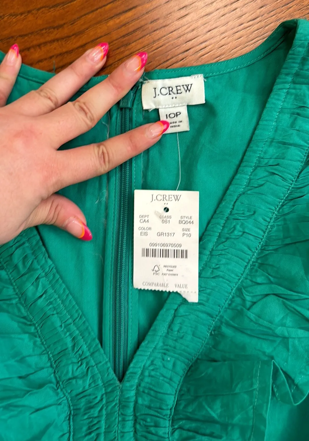 J.Crew V-Neck Smocked Midi Dress - Image 3