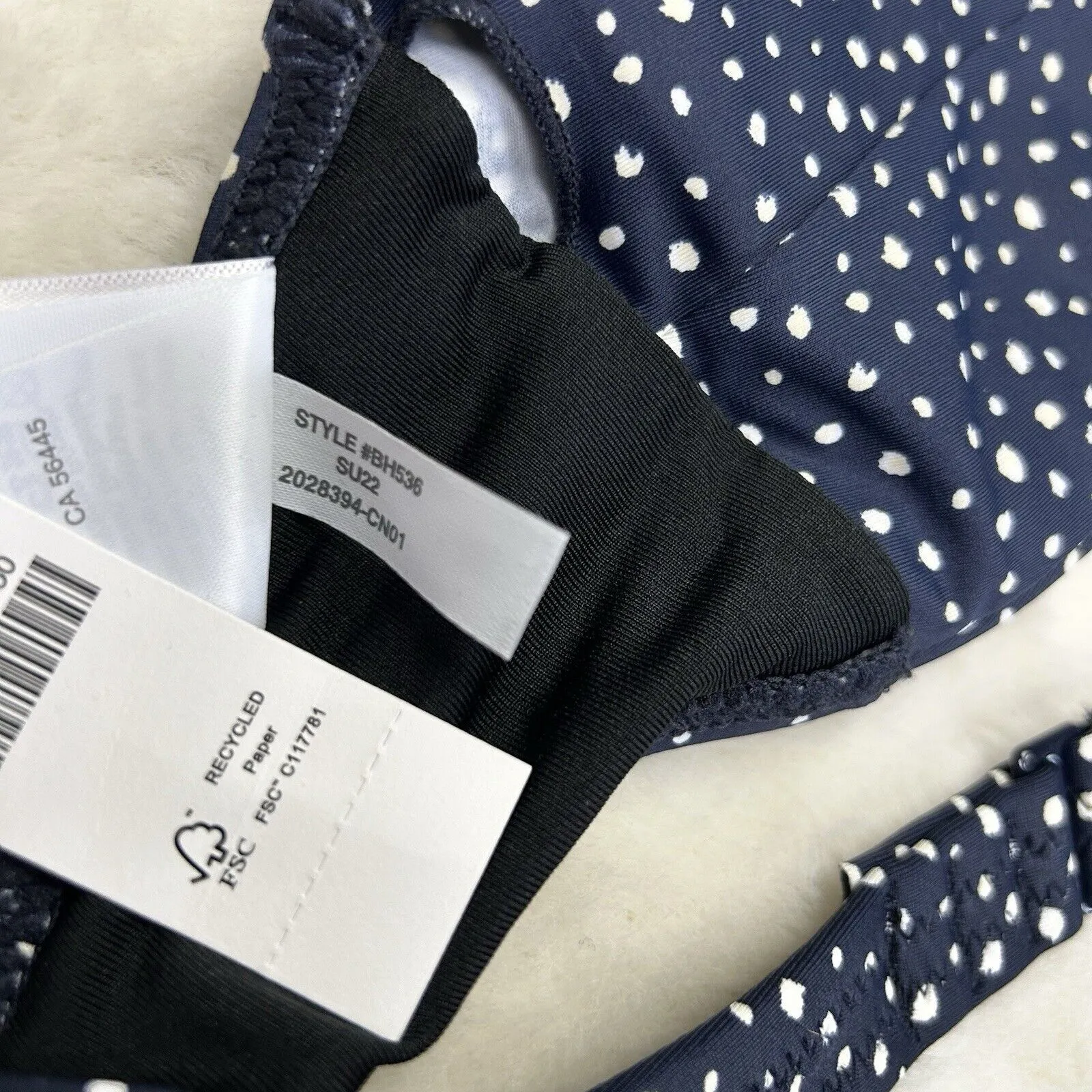 J.CREW Women's Twist Front Bikini Top Navy White Polka Dot - Image 7