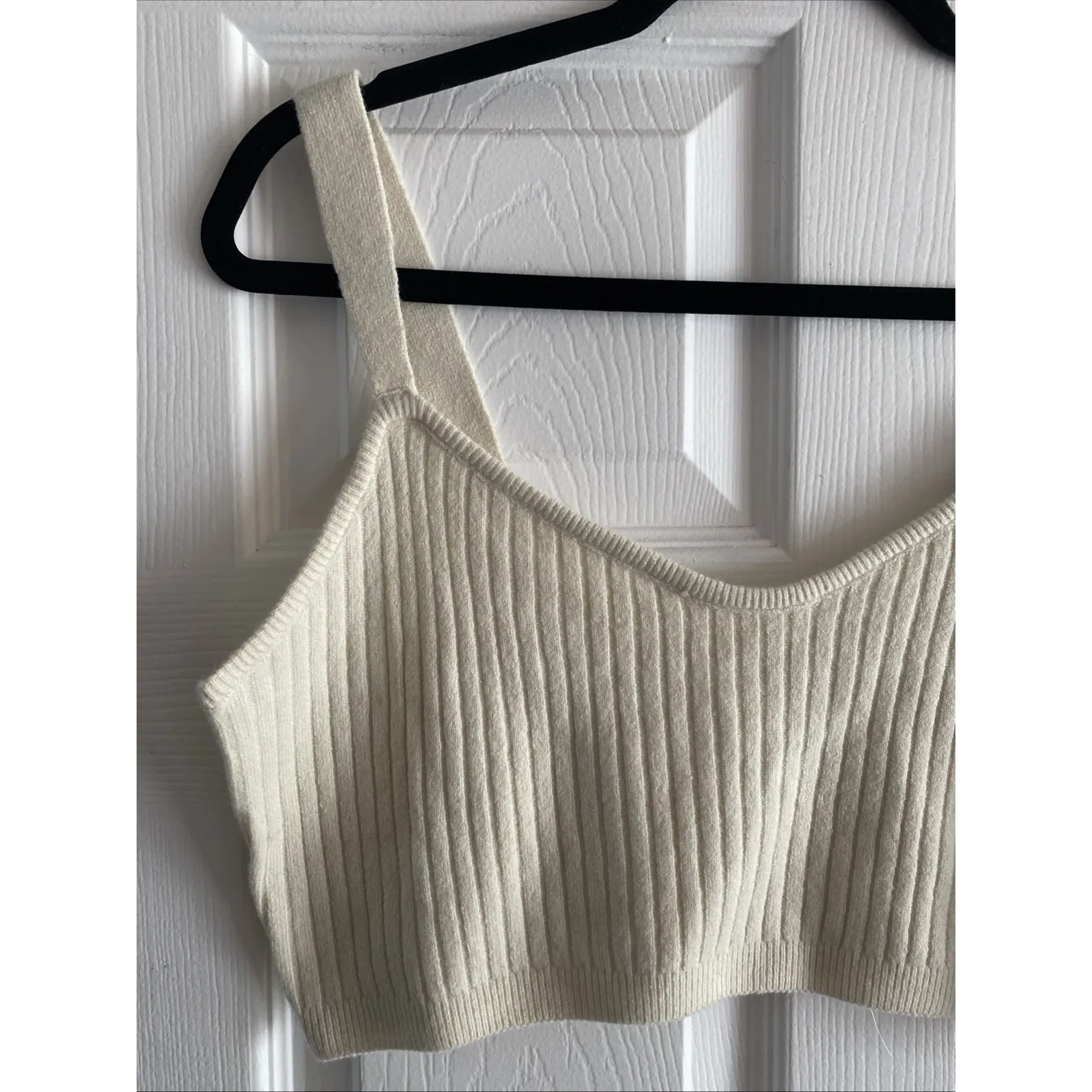 Spiritual Gangster Womens XL Ivory Ribbed Crop Sleeveless Wool Blend - Image 2