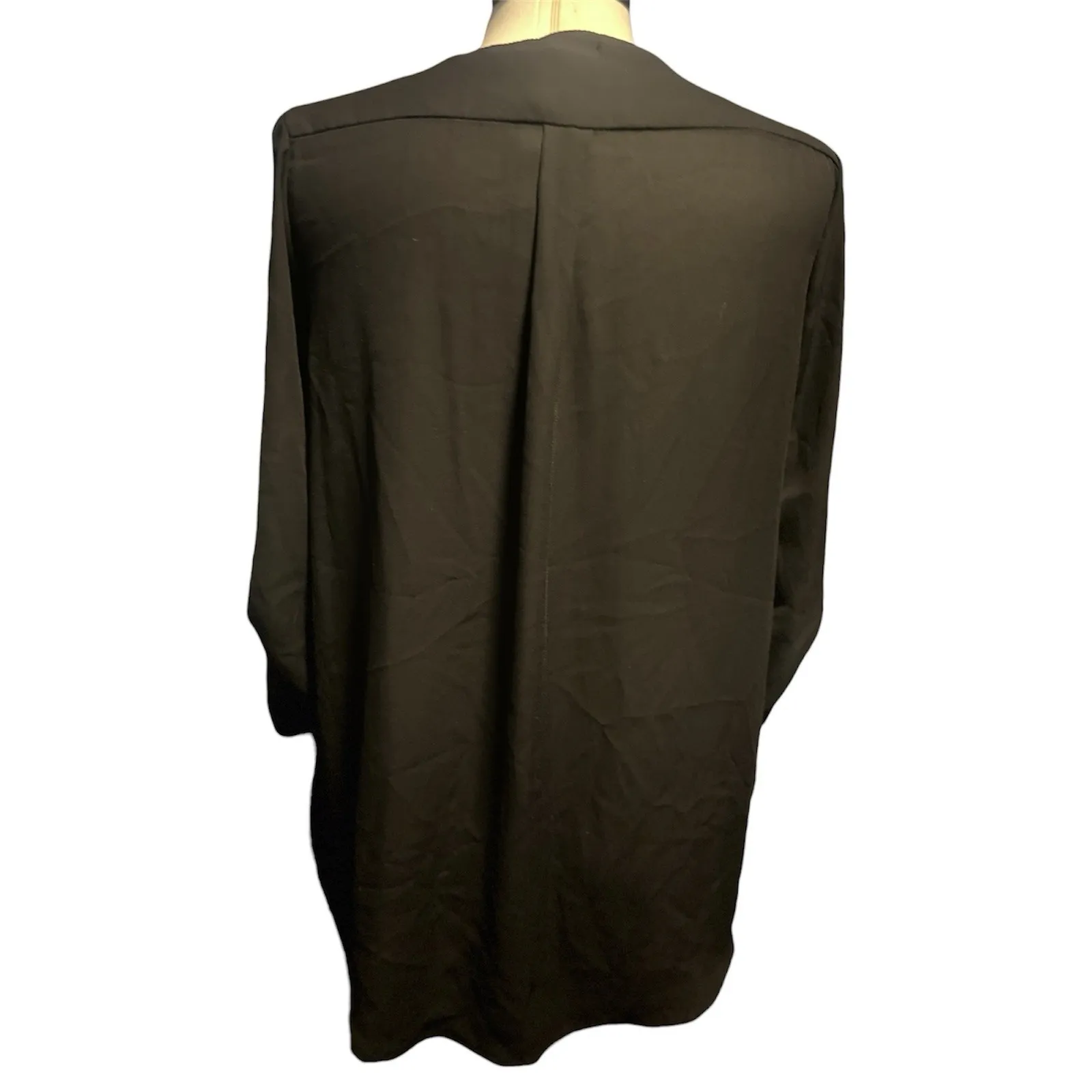 Rue21 Sheer 1/4 Zip Roll Sleeve Black Top Size L Edgy Business Casual Minimalist - Image 2