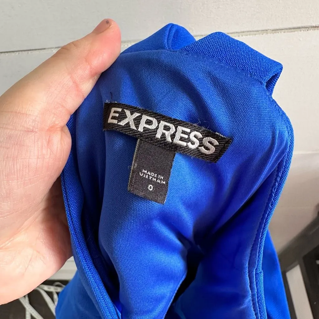 Express Women’s 0 Royal Blue Cutout Fit and Flare Dress - Image 4