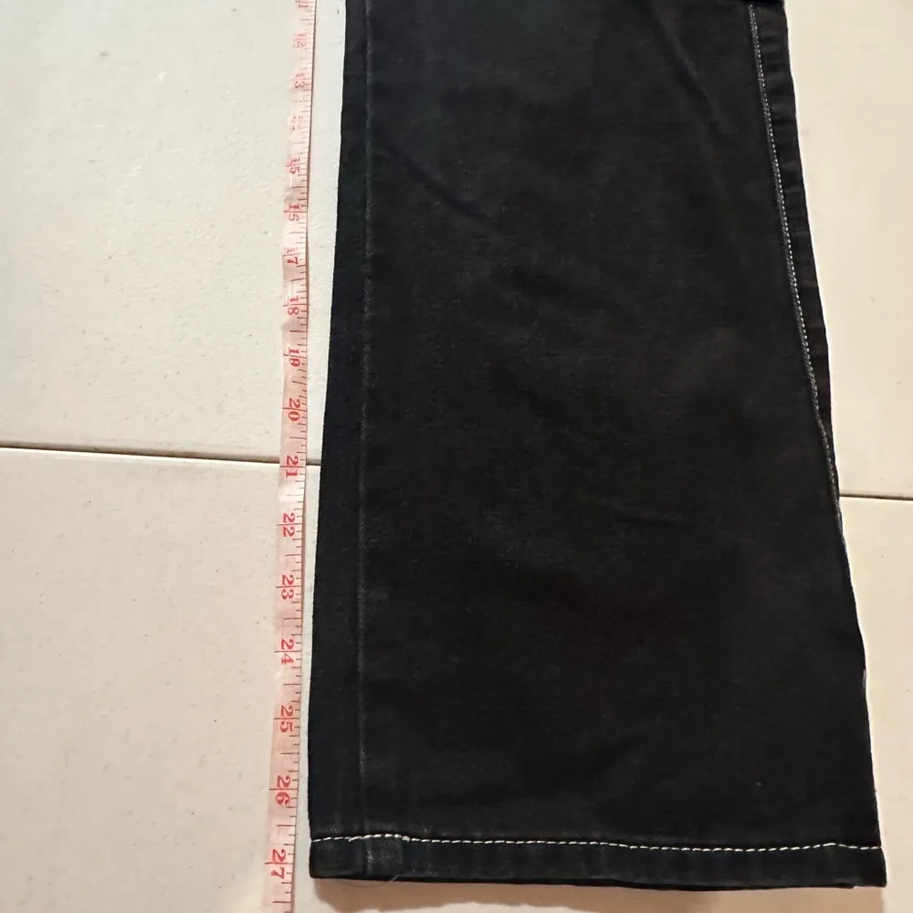 Women's Jeans Cargo Pockets Wide Leg High Waist Multi Pockets Black Sz Large New - Image 3