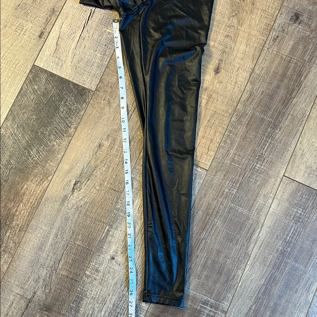 Aerie Offline High Rise Faux Leather Black Leggings - Size Small - Image 9