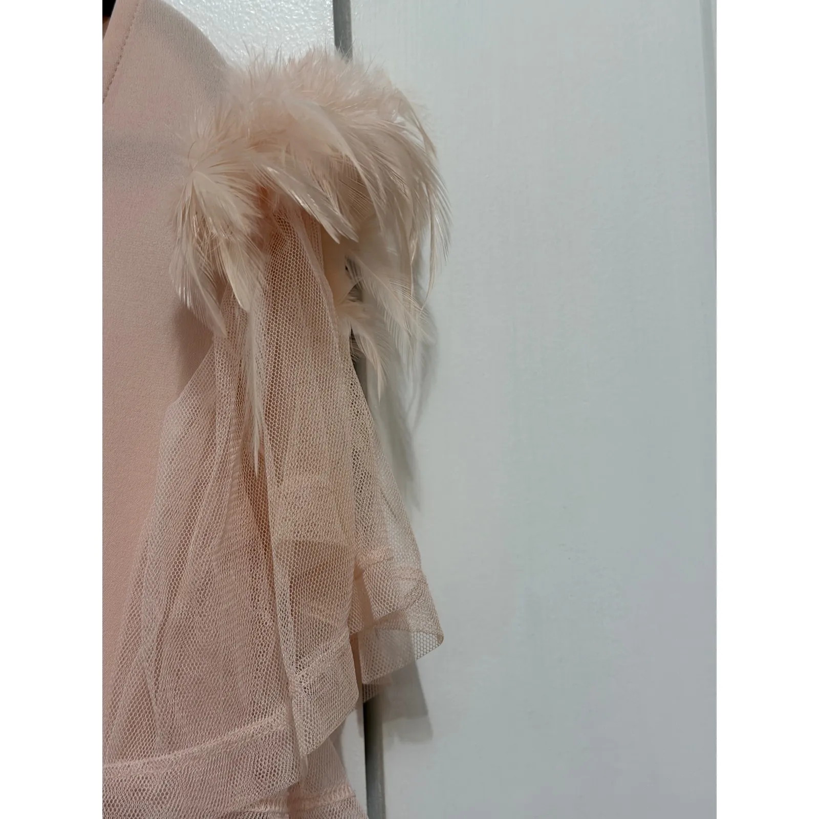 Bagley Mischa Pink Feather Tulle Sleeve Scoop Neck Top Women's Plus Size Size XL - Image 8