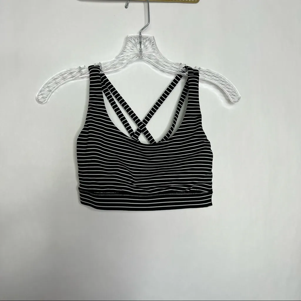 Lululemon Energy Bra Mod Stripe Black White Size 4 - Image 7