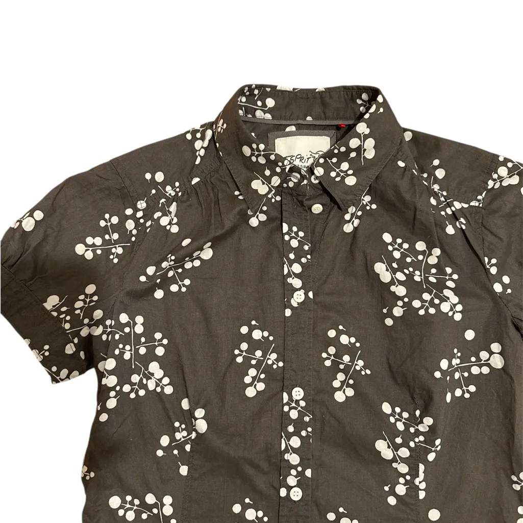 Vintage Esprit Black and White Button Down Shirt - Image 2