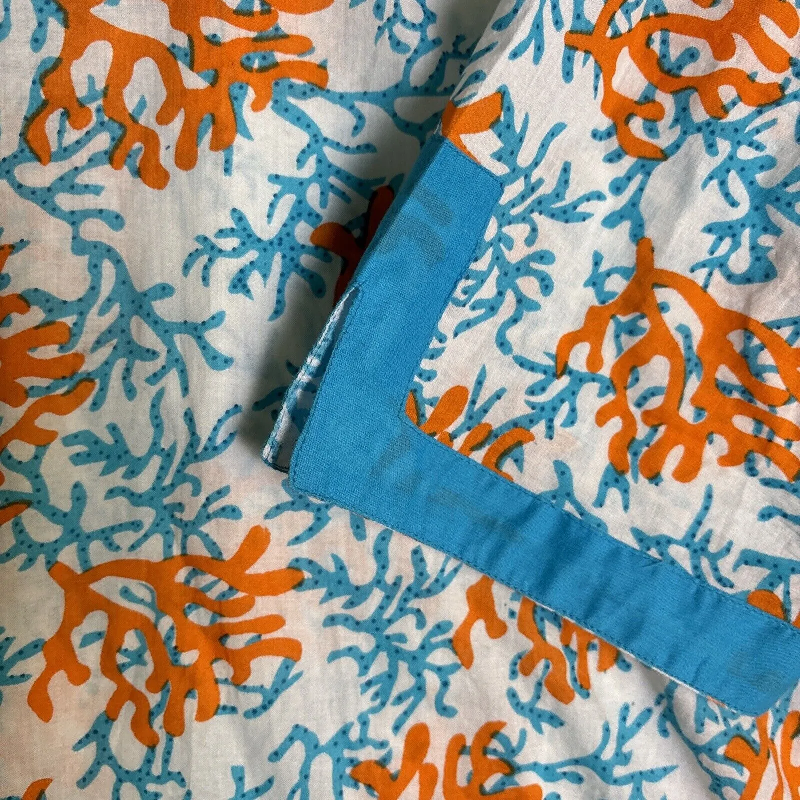 Top It Off Women's Tunic Shirt Sz S Coverup‎ Top Coral Reef Design Blue Orange - Image 7