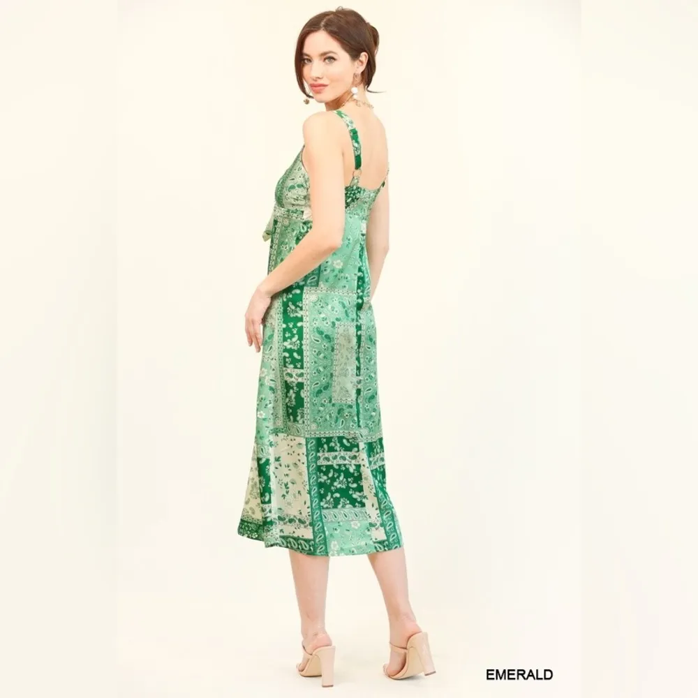 Emerald Green Midi Dress Size M - Image 3