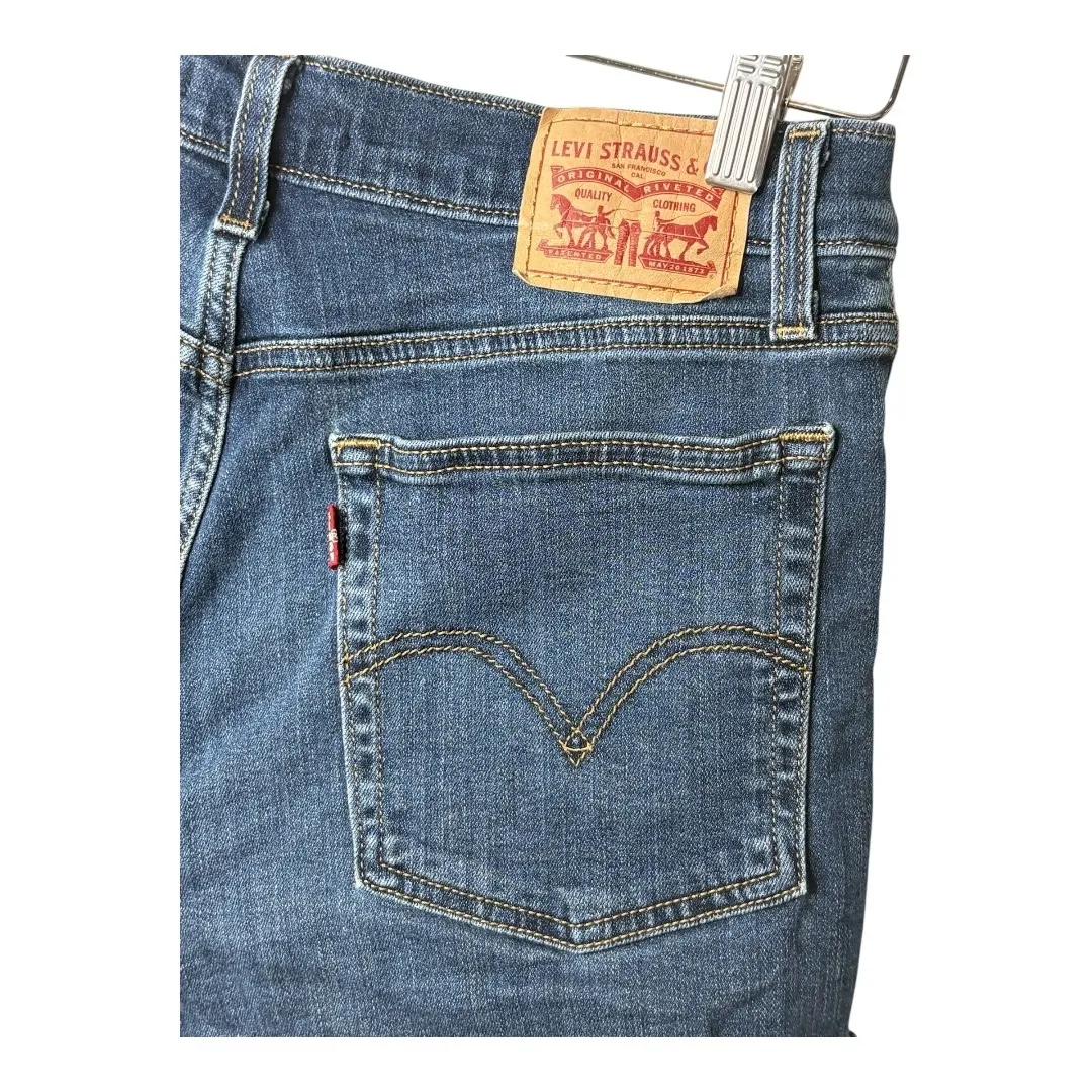 Levi's High Rise Denim Jean Shorts Frayed Hem Dark Wash Casual Women Size 29‎ - Image 8