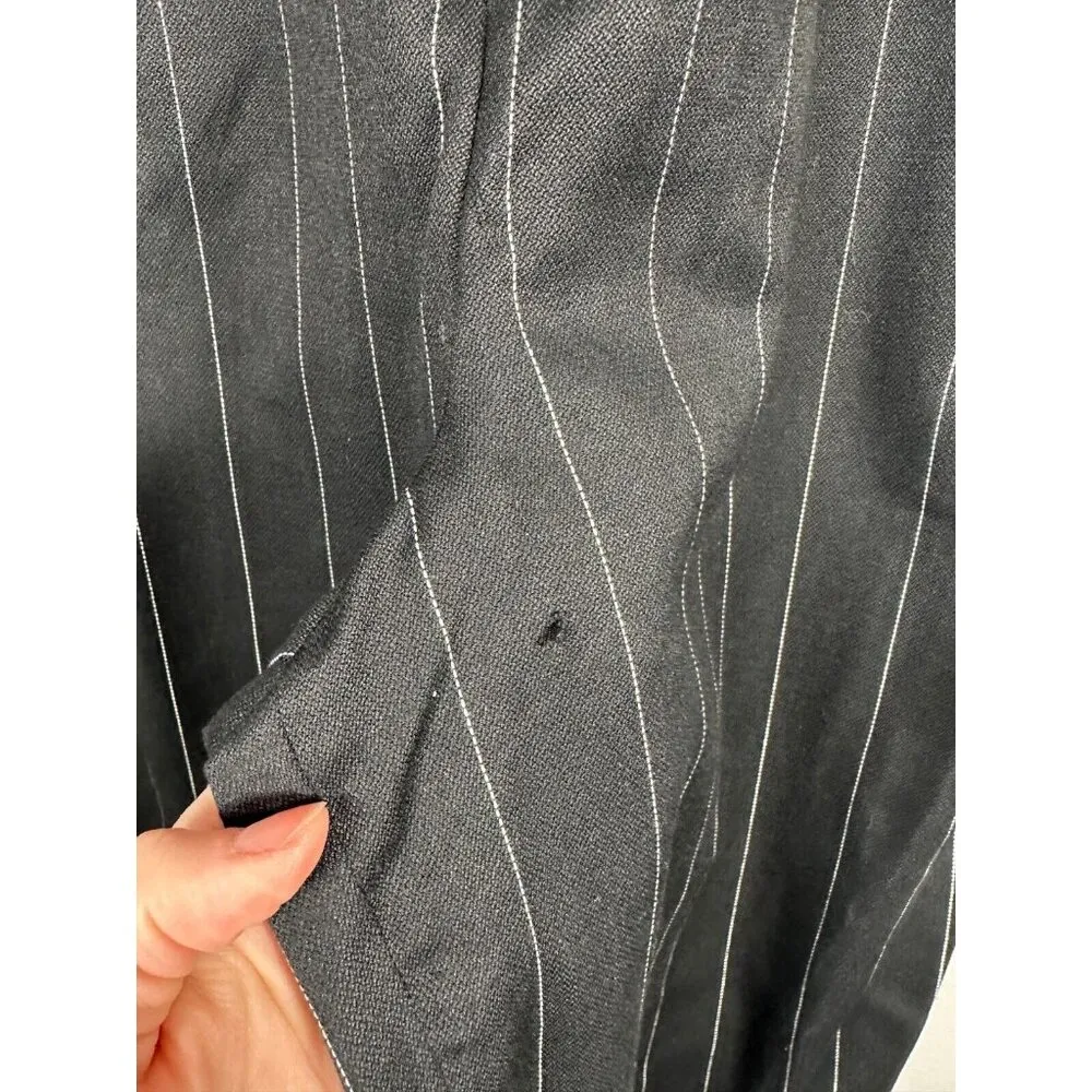 Vintage Esprit Pants Black High-Rise Pleated Trousers Pants Cuff 13/14 Pinstripe - Image 11