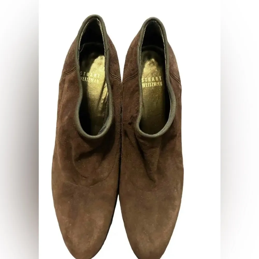 Stuart Weitzman Ankle Boots
Brown Suede Heels Round
Toe Booties size 9.5 - Image 3