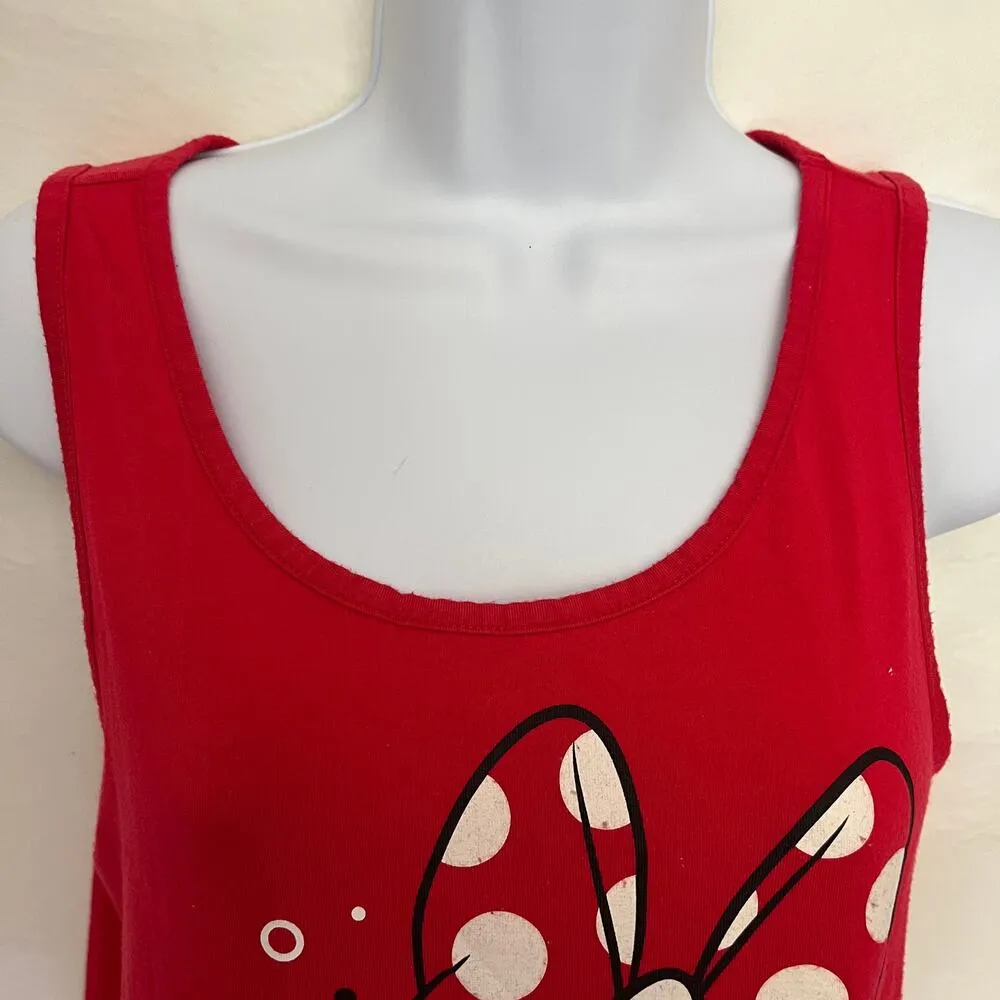 Disney Parks Minnie Mouse Womens Tank Top Sz S Polka Dots Bow Vacation Graphic - Image 2