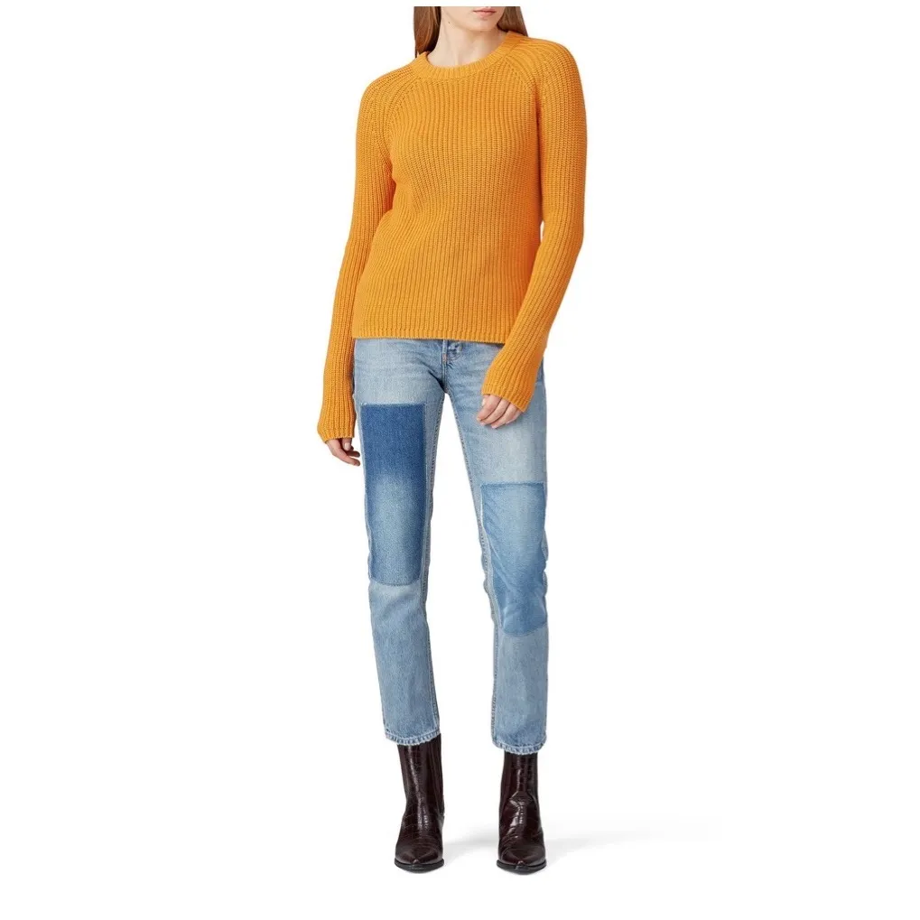 NWT 525 AMERICA Jane Cotton Shaker Stitch Raglan Sleeve Sweater IN GOLD Size L - Image 4