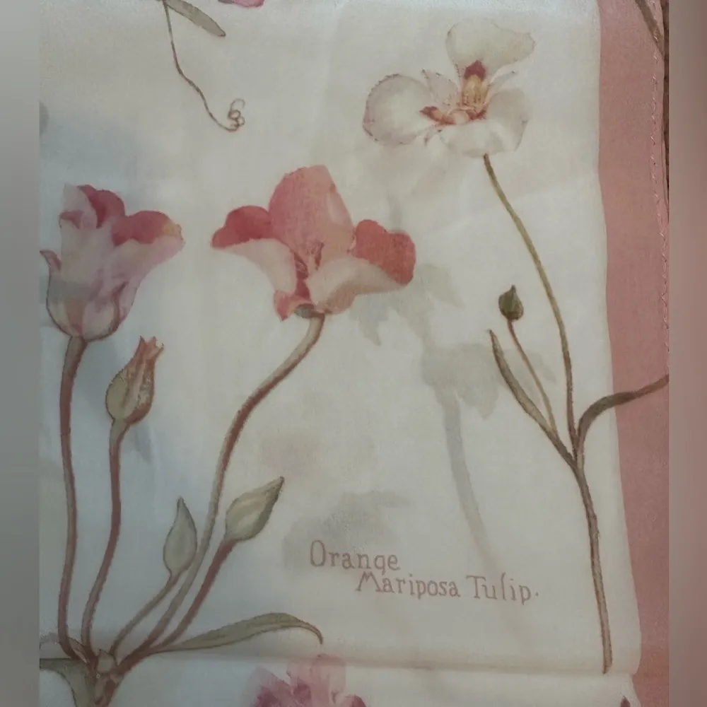 NWT 100% Silk Scarf MET Margaret Neilson Armstrong American Botanicals Pink - Image 6