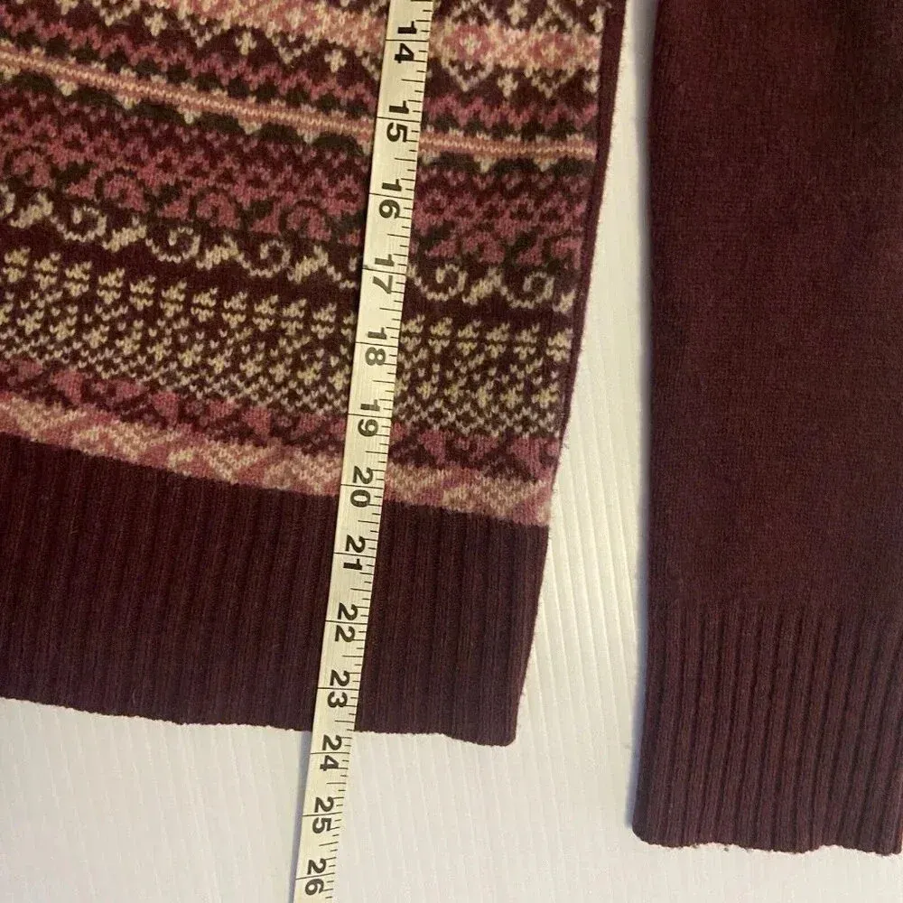Eddie‎ Bauer Women's Wool Sweater Burgundy Fair Isle Nordic Size M Y2K Preppy - Image 9